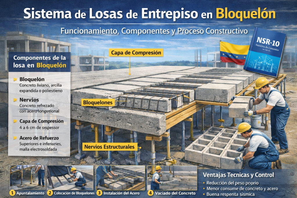 Sistema de losas de entrepiso, construcción, técnica.